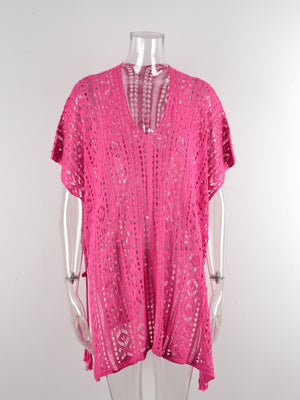 Cutout V-Neck Cover-Up with Tassel-Teresa's Fashionista LLC