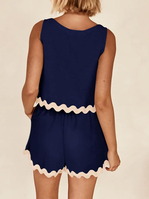 Contrast Trim Sleeveless Top and Shorts Set-Teresa's Fashionista LLC