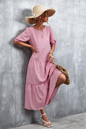 Printed Flounce Sleeve Tiered Dress-Teresa's Fashionista LLC