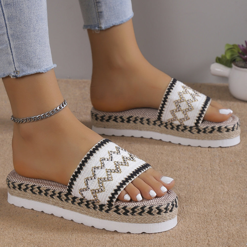 Geometric Weave Platform Sandals-Teresa's Fashionista LLC