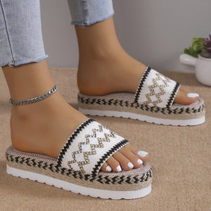 Geometric Weave Platform Sandals-Teresa's Fashionista LLC