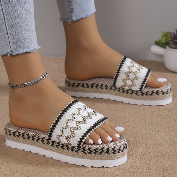 Geometric Weave Platform Sandals-Teresa's Fashionista LLC