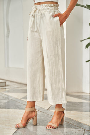 Drawstring Paperbag Waist Wide Leg Pants-Teresa's Fashionista LLC