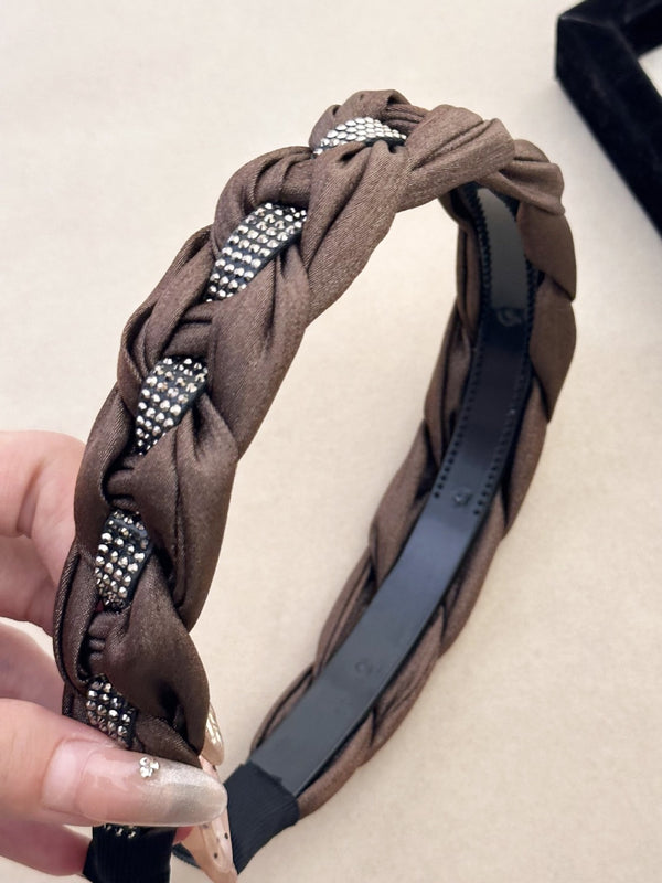 Rhinestone Braided Wide Headband - Teresa's Fashionista LLC