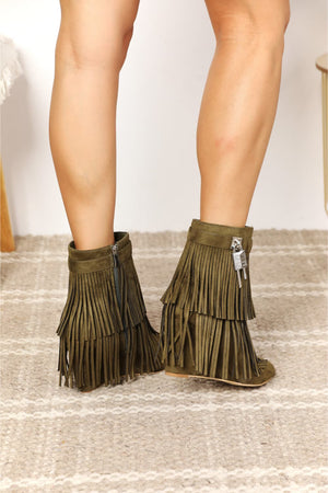 Legend Women's Tassel Wedge Heel Ankle Booties-Teresa's Fashionista LLC