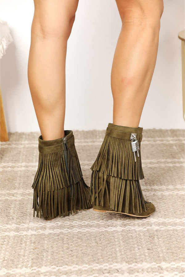 Legend Women's Tassel Wedge Heel Ankle Booties-Teresa's Fashionista LLC