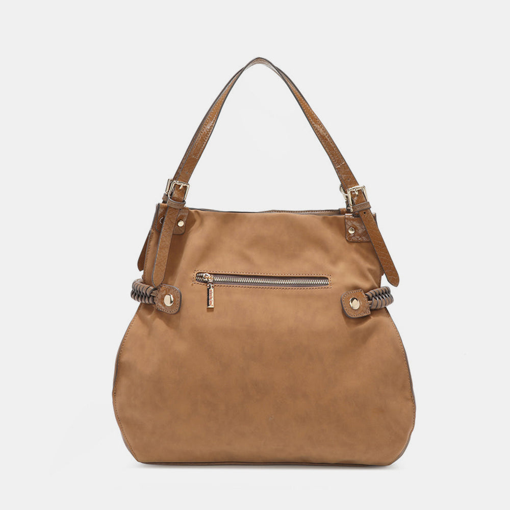 Nicole Lee USA Side Braided Tassel Inlaid Rhinestone Embroidery Hobo Bag-Teresa's Fashionista LLC