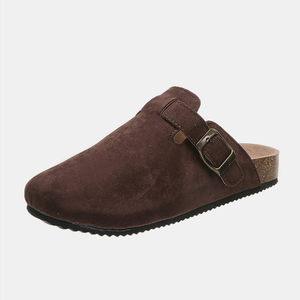 Suede Closed Toe Buckle Slide-Teresa's Fashionista LLC