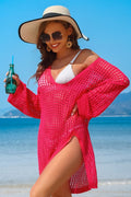 Crochet Side Split Beach Coverups Swimwear Dress-Teresa's Fashionista LLC