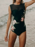 Full Size Cutout Printed Sleeveless One-Piece Swimwear-Teresa's Fashionista LLC