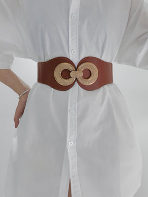 Alloy Buckle Elastic PU Belt-Teresa's Fashionista LLC