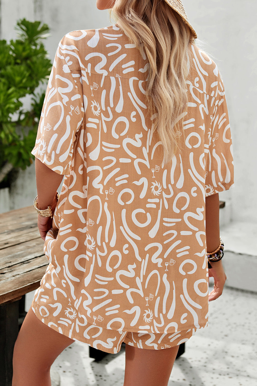 Printed Button Up Shirt and Shorts Set-Teresa's Fashionista LLC
