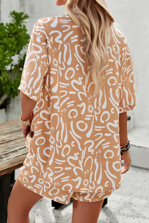 Printed Button Up Shirt and Shorts Set-Teresa's Fashionista LLC