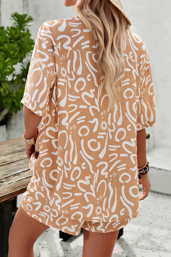 Printed Button Up Shirt and Shorts Set-Teresa's Fashionista LLC