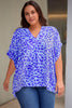 Plus Size Printed Notched Neck Half Sleeve Top-Teresa's Fashionista LLC
