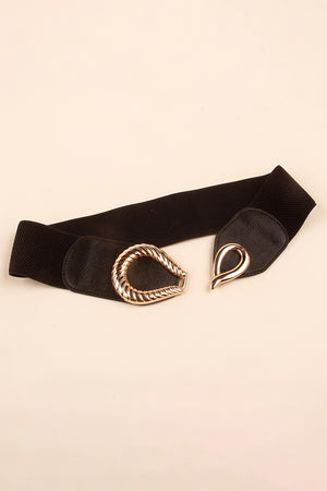 Ribbed Alloy Buckle Elastic Belt-Teresa's Fashionista LLC