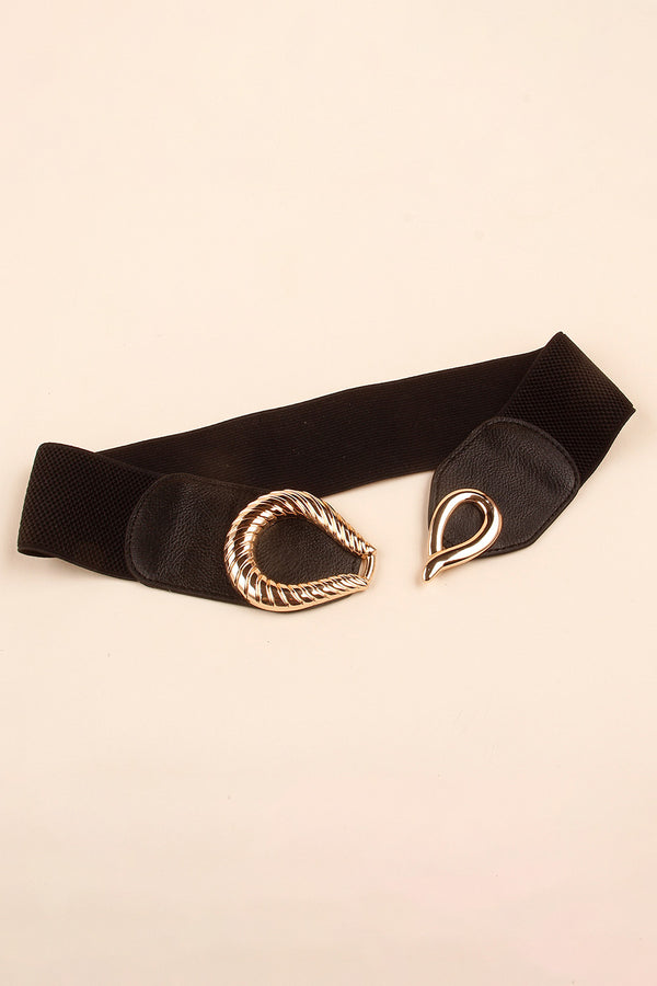 Ribbed Alloy Buckle Elastic Belt-Teresa's Fashionista LLC