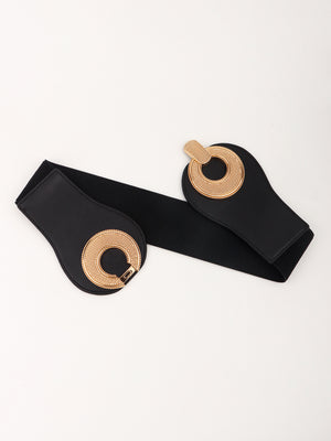Alloy Buckle Elastic PU Belt-Teresa's Fashionista LLC