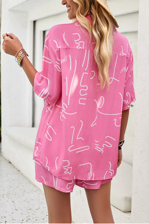 Printed Button Up Shirt and Shorts Set-Teresa's Fashionista LLC