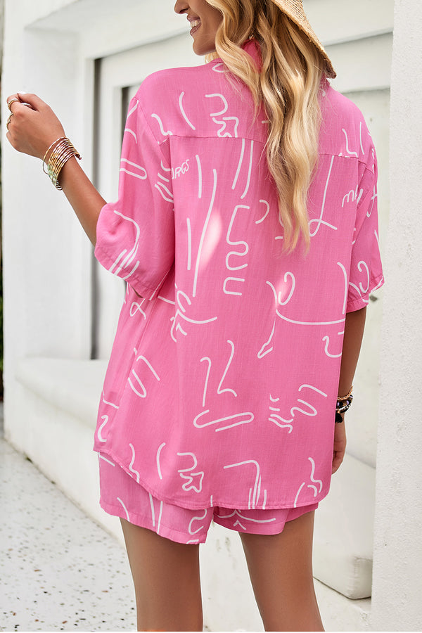 Printed Button Up Shirt and Shorts Set-Teresa's Fashionista LLC