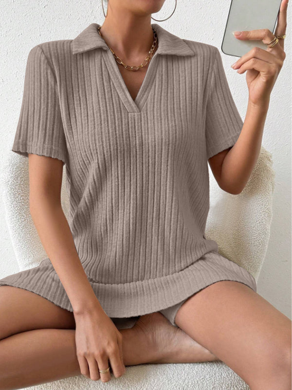 Johnny Collar Short Sleeve Top and Shorts Set-Teresa's Fashionista LLC