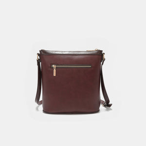 Nicole Lee USA Metallic Stitching Embroidery Inlaid Rhinestone Crossbody Bag-Teresa's Fashionista LLC