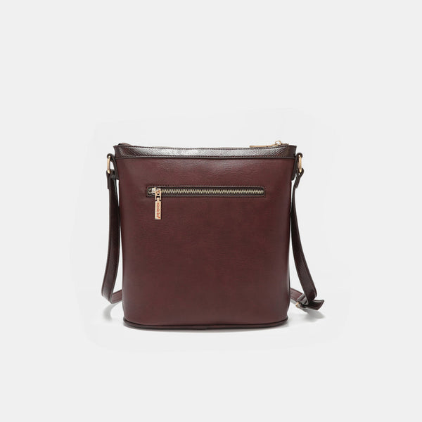 Nicole Lee USA Metallic Stitching Embroidery Inlaid Rhinestone Crossbody Bag-Teresa's Fashionista LLC