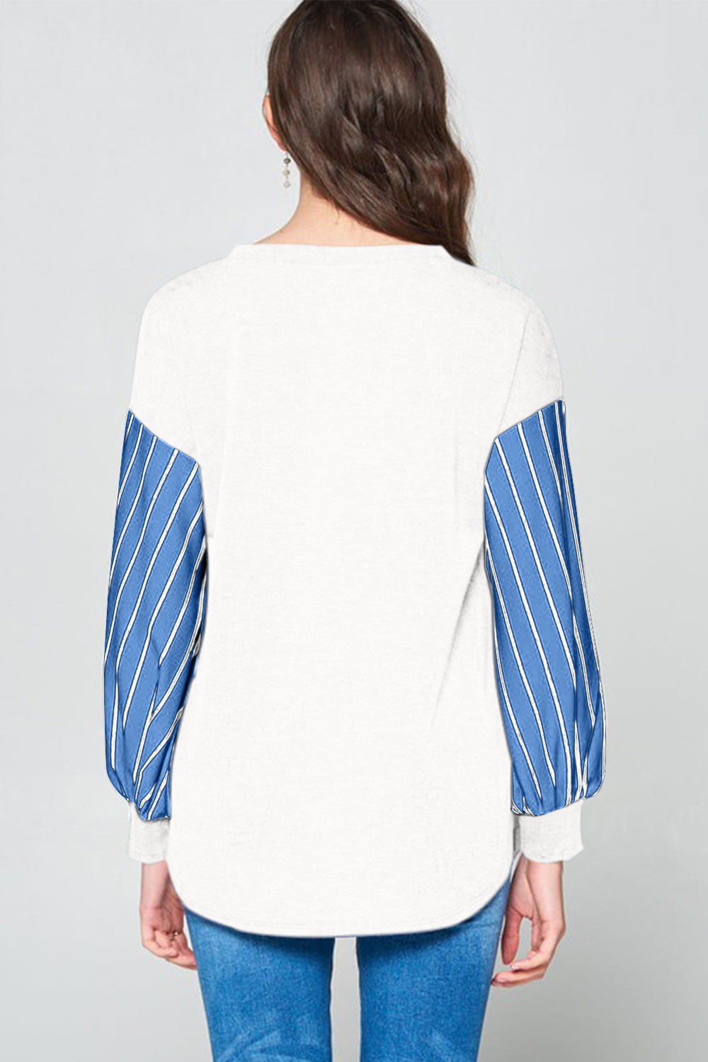 Super Lady Full Size French Terry Striped Long Sleeve Top - Teresa's Fashionista LLC