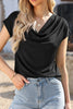 Cowl Neck Short Sleeve T-Shirt-Teresa's Fashionista LLC