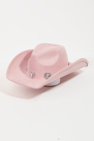 Fame Rhinestone Pave Heart Cowboy Hat-Teresa's Fashionista LLC