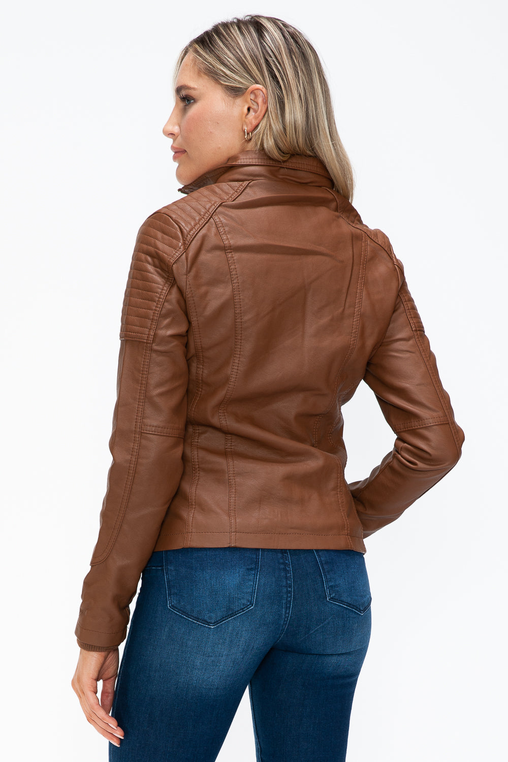 YMI Removable Faux Layered Multi-Pocket Jacket with Fuzzy Hood - Teresa's Fashionista LLC