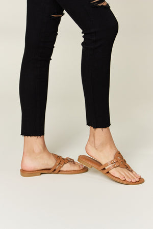 Forever Link Cutout PU Leather Open Toe Sandals-Teresa's Fashionista LLC