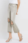 Lovervet Distressed Raw Hem Cropped Flare Jeans - Teresa's Fashionista LLC