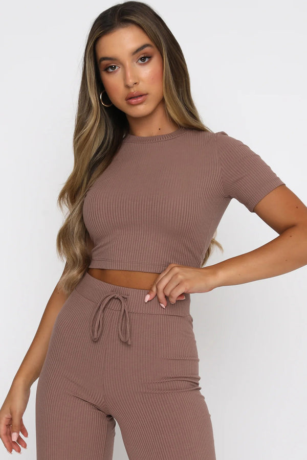 Round Neck Short Sleeve Top and Pants Set-Teresa's Fashionista LLC