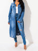 Long Sleeve Raw Hem Denim Jacket-Teresa's Fashionista LLC