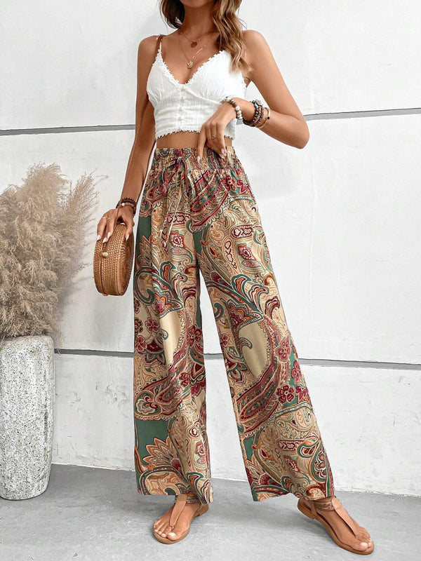 Printed Wide Leg Pants-Teresa's Fashionista LLC