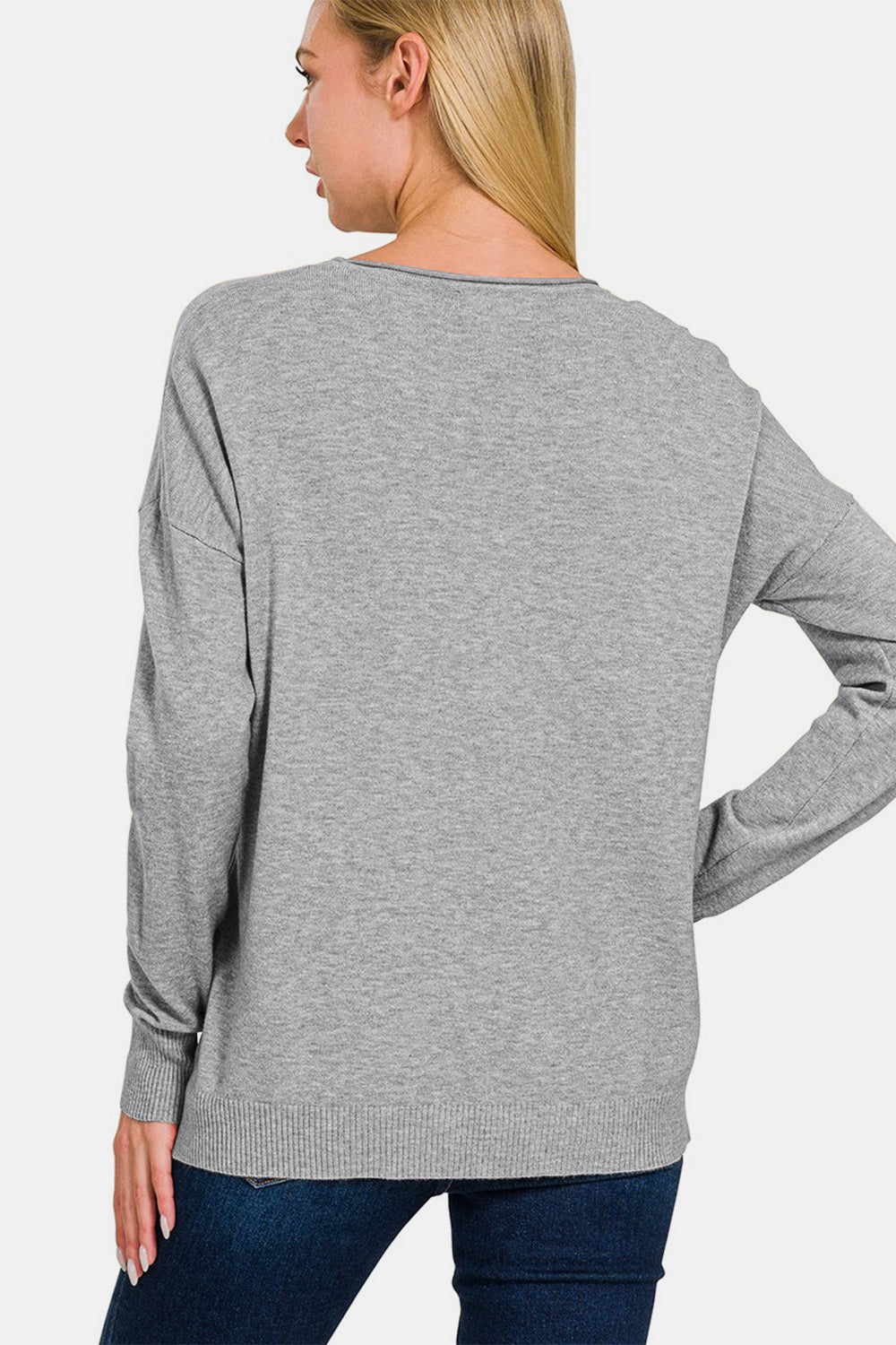Zenana Front Seam Round Neck Sweater - Teresa's Fashionista LLC