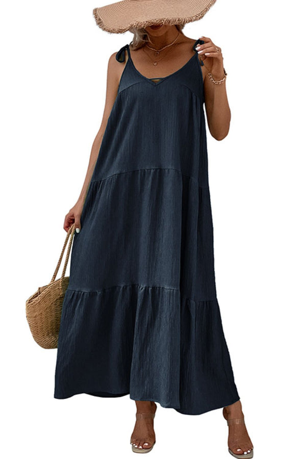Tie-Shoulder Tiered Maxi Dress-Teresa's Fashionista LLC
