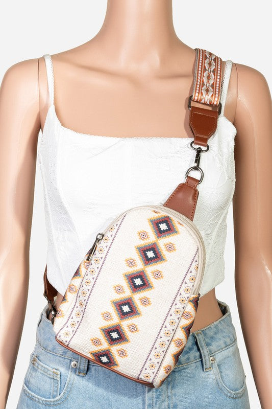 Fame Geometric Wide Strap Crossbody Bag - Teresa's Fashionista LLC