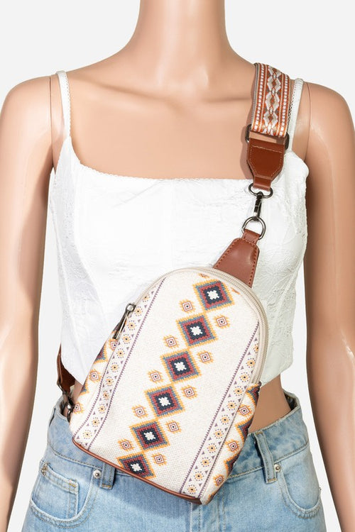 Fame Geometric Wide Strap Crossbody Bag - Teresa's Fashionista LLC
