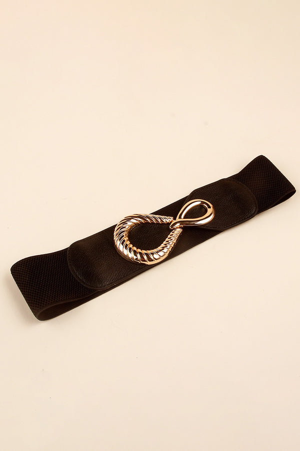 Ribbed Alloy Buckle Elastic Belt-Teresa's Fashionista LLC