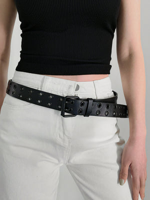 Grommet PU Leather Belt-Teresa's Fashionista LLC