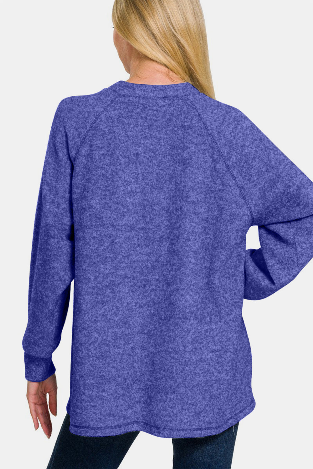 Zenana Full Size Brushed Melange Hacci High-Low Sweater - Teresa's Fashionista LLC