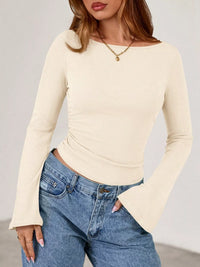 Boat Neck Flare Sleeve T-Shirt