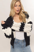 HYFVE Scallop Striped Open Front Long Sleeve Sweater Cardigan - Teresa's Fashionista LLC