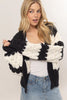 HYFVE Scallop Striped Open Front Long Sleeve Sweater Cardigan - Teresa's Fashionista LLC