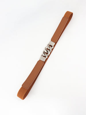 Zinc Alloy Buckle Elastic PU Belt-Teresa's Fashionista LLC