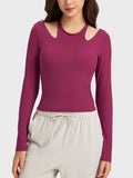 Halter Neck Long Sleeve Sporty Top-Teresa's Fashionista LLC