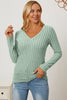 Basic Bae Full Size Ribbed V-Neck Long Sleeve T-Shirt-Teresa's Fashionista LLC