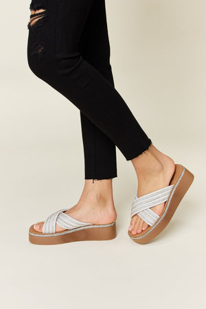 Forever Link Rhinestone Platform Wedge Sandals-Teresa's Fashionista LLC